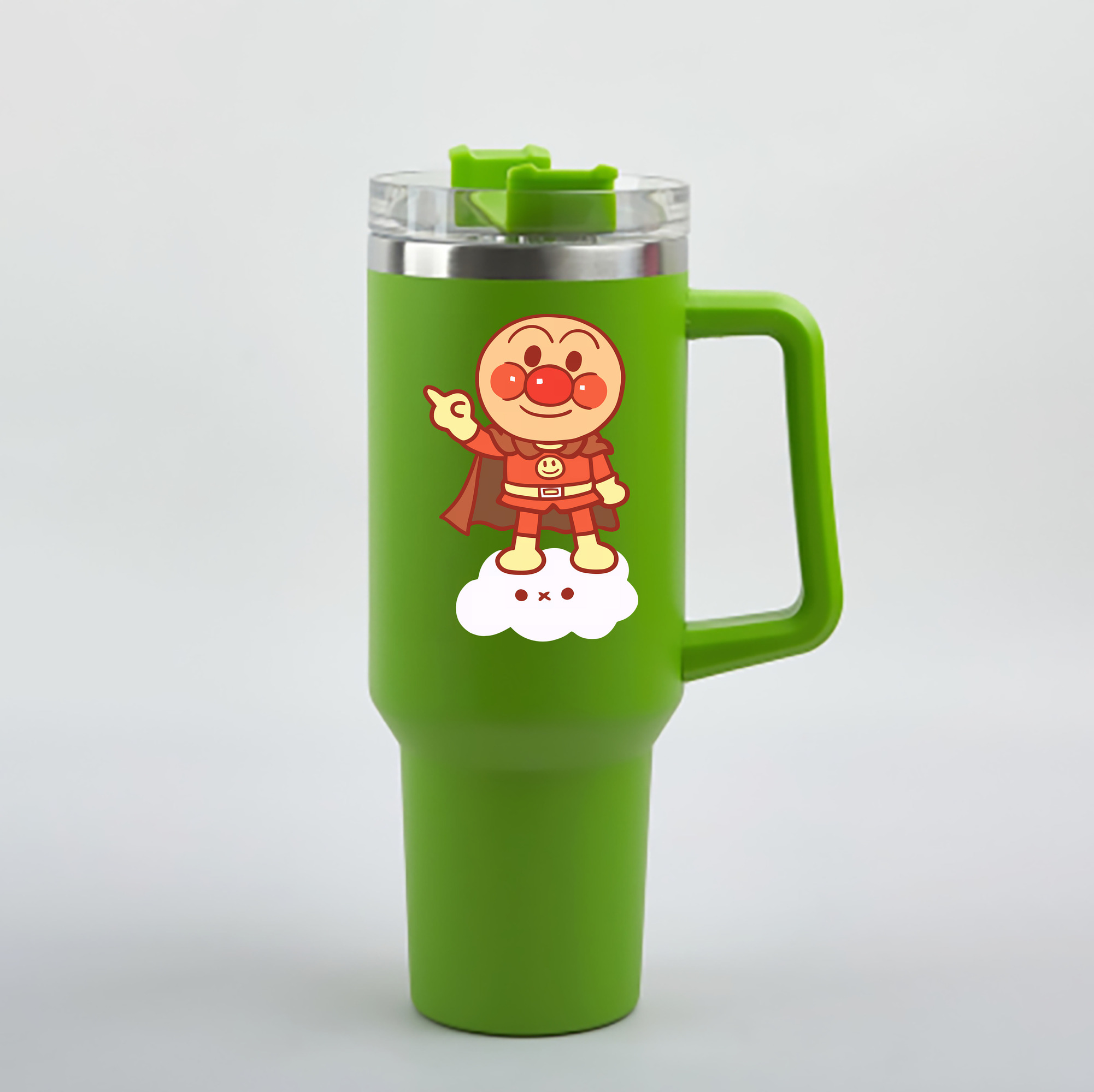 （画像用） アンパンマン Anpanman 1200mL車用タンブラー - クリスタルステッカー（プラスチックストロー付き）